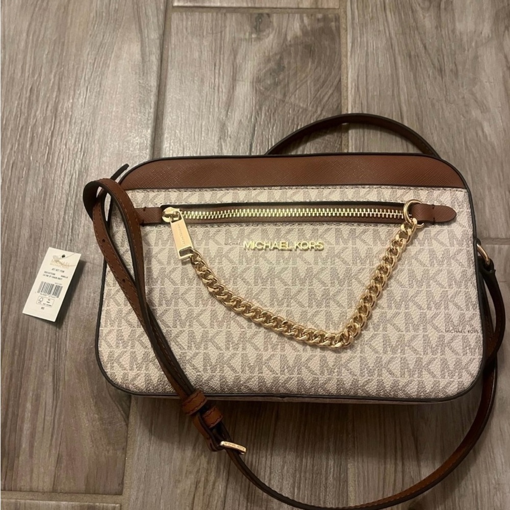 Michael Kors Tan and Cream Crossbody Bag